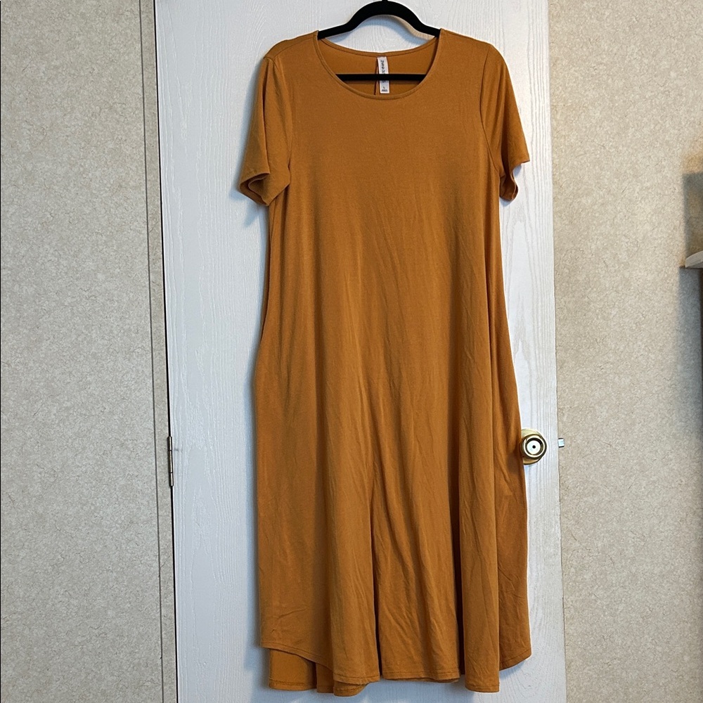 Zenana Outfitters, Casual Orange Midi Dress, Size L